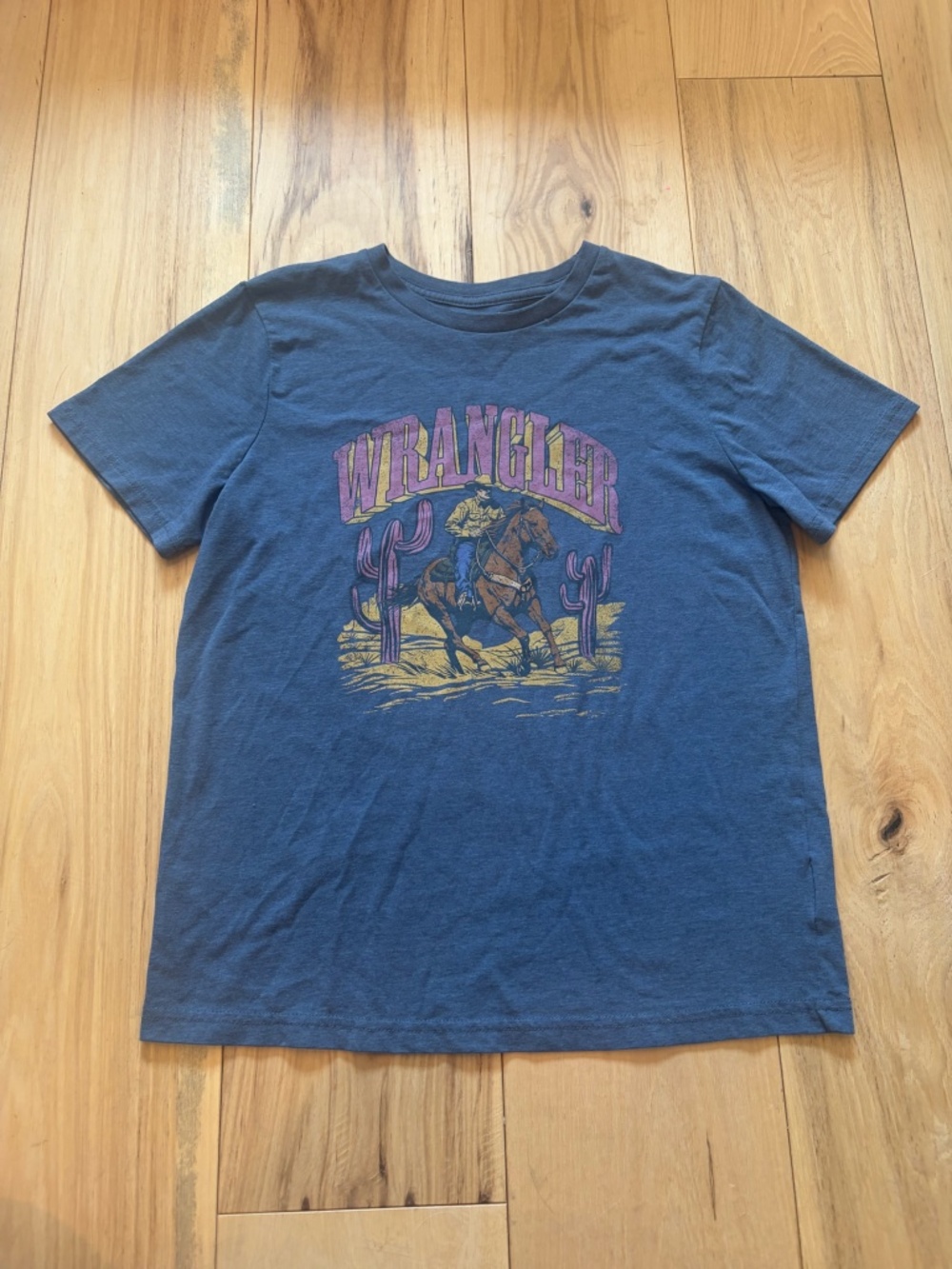 Wrangler Western Cowboy Horse Graphic Tee Blue Size S